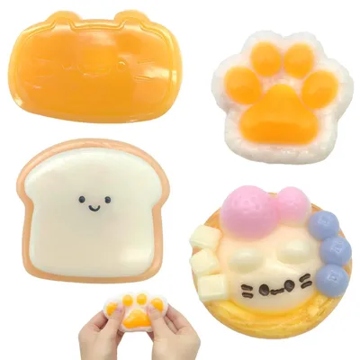 Produktbild von Squishy Knetspielzeug Anti-Stress-Spielzeug Katze - 4 Stück - Silikon - Katzenfutter-Form
