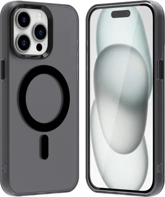 Immagine prodotto di Custodia per iPhone 15 Pro Max, compatibile con MagSafe, sottile custodia semi-trasparente opaca antiurto Nero