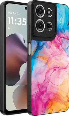 Productafbeelding van Geschikt voor:Motorola Moto G56 telefoonhoesje met regenboogacrylmotief - TPUAchterkant hoesje met regenboogacrylmarmermotief - Smartphonica