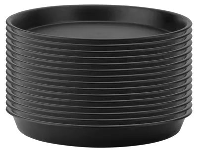Produktbild von Omgoods – Set mit 15 runden Untersetzern für Blumentöpfe, 30 cm Durchmesser, schwarz