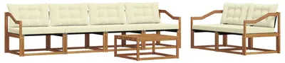 Produktbild von vidaXL Outdoor-Sofagarnitur mit Kissen 7 pcs Natur und Creme
