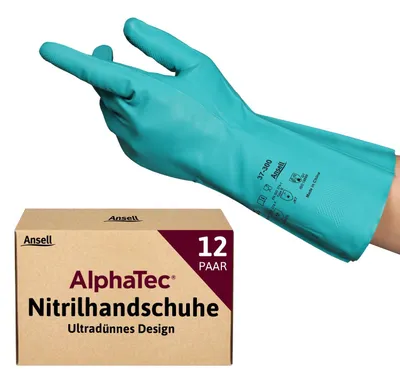 Produktbild von Ansell AlphaTec 37-300 Nitrilhandschuhe, Chemikalienschutz, Größe L, 12 Paar