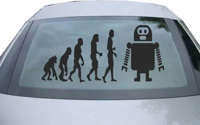 Produktbild von Indigos UG - Aufkleber Heckscheibe & Motorklappe DE7109 - schwarz - 600x284 mm - Evolution Roboter - Auto Scheiben Fenster Heckklappe Tuning Racing JDM - Die cut
