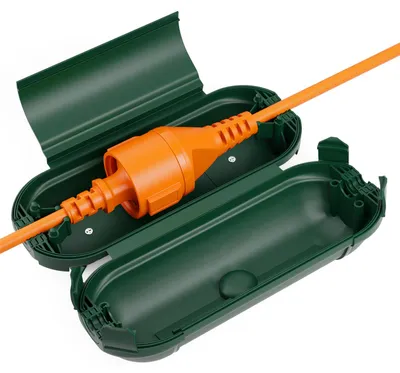 Produktbild von deleyCON Kabel Schutzbox Outdoor IP44 für Stromkabel Verlängerungskabel Wetterfest Spritzwassergeschützt für Außenbereich Kabelbox Kabelschutz Kabelabdeckung - Grün
