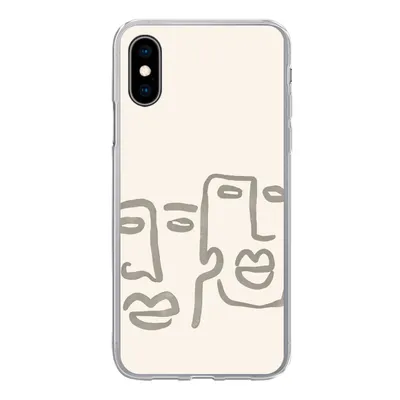 Produktbild von MuchoWow® Handyhülle Schutzhülle Hülle für iPhone X Gesicht - Abstrakt - Strichzeichnung Silikon Softcase Handy Hülle - Handyhülle