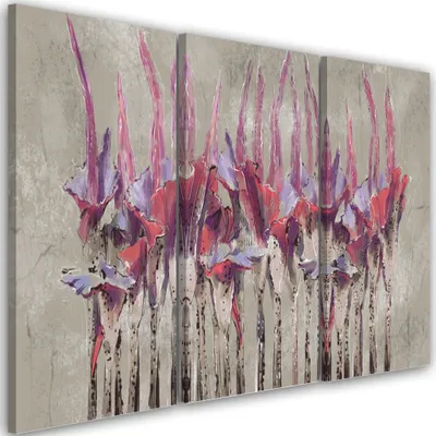Produktbild von Triptychon auf leinwand pflanzen blumen wildnis 60x40 cm Feeby braun wandbild bereit zum aufhängen