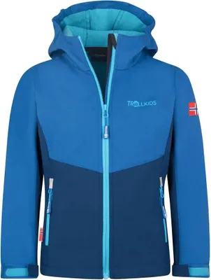 Zdjęcie produktu dla Trollkids Kristiansand – niebieska kurtka softshellowa dla dzieci, na co dzień i na świeżym powietrzu (320-144)