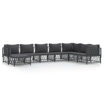 Produktbild von 8-tlg. Garten-Lounge-Set mit Kissen Anthrazit Stahl