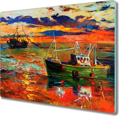Produktbild von Coloray Küchenbrett Kochplattenabdeckung Hackbrett Schneidebrett Herdabdeckplatte 60x52 cm - Ozean Schiffe Himmel