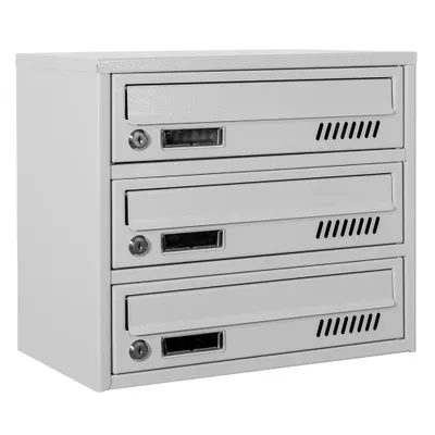 Produktbild von Briefkastenanlage 3 fach GLM Euro Grau RAL 7035 Briefkastensysteme Wandmontage