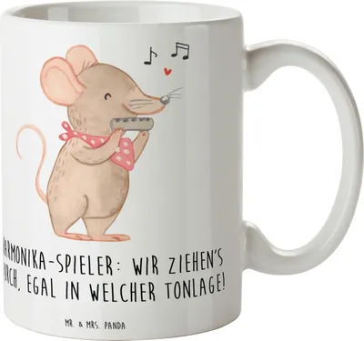 Produktbild von Mr. & Mrs. Panda Kaffeetasse Harmonika Spieler - Weiß - Geschenk, Musiker, Handzuginstrument, Becher, Instrument, Pott, lernen, Teetasse, Tasse, Musik, Trinkbecher, Spaß