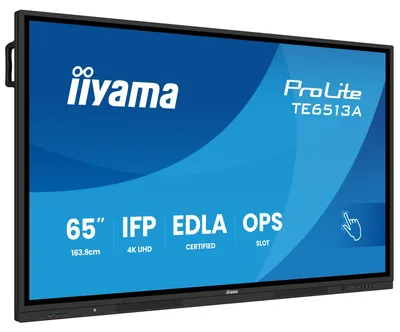 Obrázek produktu pro iiyama TE6513A-B2AG, Interaktivní plochý panel, 163,8 cm (64.5"), 3840 x 2160 px, Wi-Fi, 24/7