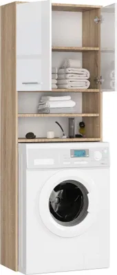 Image de Armoire pour machine à laver avec deux portes, 64 × 30 × 180 cm