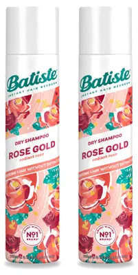 Zdjęcie produktu dla 2 x Szampon suchy Batiste Rose Gold - Delikatny zapach róży - 200 ml - Opakowanie ekonomiczne - 2 sztuki