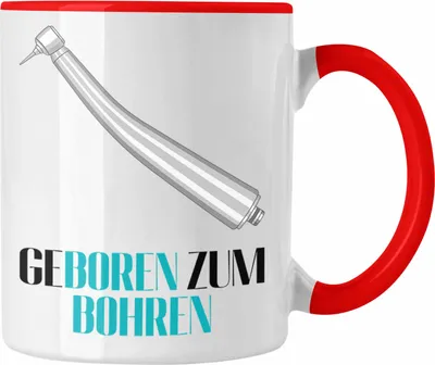 Produktbild von Trendation - Geboren Zum Bohren Tasse Geschenk Zahnarzt Lustig Praxis Geschenkidee Zahnarzthelferin Zahntechniker Zahnärztin Zahnmedizinische Fachangestellte (Rot)