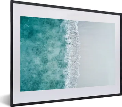 Produktbild von MuchoWow® MuchoWow® Gerahmtes Poster Strand - Meer - Wellen 60x40 cm - Poster mit zchwarzem Bilderrahmen - Schlafzimmer - Plakat in Rahmen - Drucken