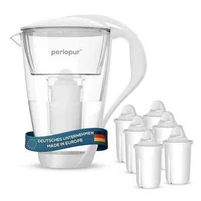 Produktbild von perlopur Glas-Wasserfilter Weiß, 2 L, inkl. 6 Universal-Filterkartuschen