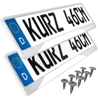 Produktbild von 2 Kennzeichenhalter kurz 46 cm Weiß Hochglanz Kennzeichenhalter 460 mm für kurze Kennzeichen