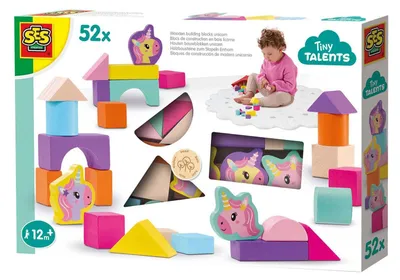 Produktbild von SES CREATIVE Holzbausteine Einhorn - 52 Teile 13251