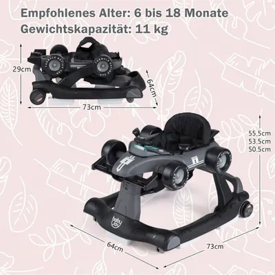 Produktbild von 4-in-1 Baby-Lauflernhilfe, höhenverstellbar, faltbar, dunkelgrau