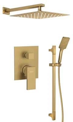 Produktbild von CUBEMIX Unterputz-Brausegarnitur mit Armatur, 2 Abgänge, gold matt