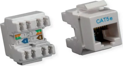 Produktbild von ROLINE Cat.5e (Class D) Keystone, RJ-45, ungeschirmt, lichtgrau