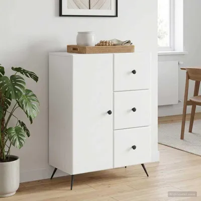 Image de Buffet à tiroirs vidaXL, blanc, 66 x 34,5 x 90 cm, aggloméré
