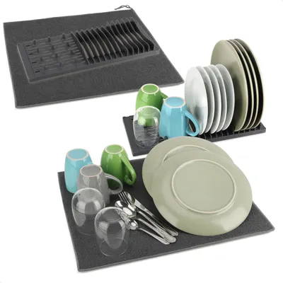 Produktbild von com-four® 4x Abtropfgestell, Abtrofmatte - Perfekte Kombination für Geschirr