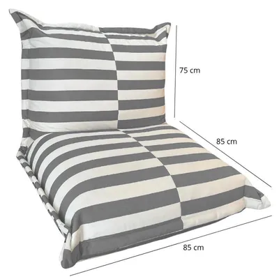 Immagine prodotto di Pouf da esterno a righe impermeabile anti-UV BANANAIR 85x85x75 cm grigio