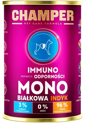 Zdjęcie produktu dla Mokra karma dla psa CHAMPER Immuno Monobiałkowa indyk 400g