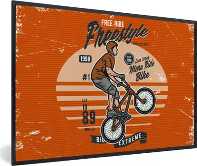 Produktbild von MuchoWow® MuchoWow® Gerahmtes Poster Mann - Fahrrad - Retro 90x60 cm - Poster mit zchwarzem Bilderrahmen - Fotorahmen - Foto-Plakat