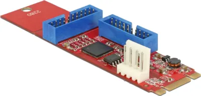 Produktbild von DeLOCK M.2 Key B+M Stecker > 2 x USB 3.0 Pfostenstecker, Konverter