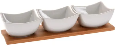 Produktbild von Koopman Excelent Houseware Aperitif-Servierteller, Porzellan, 10 x 30 x 6 cm, weiß