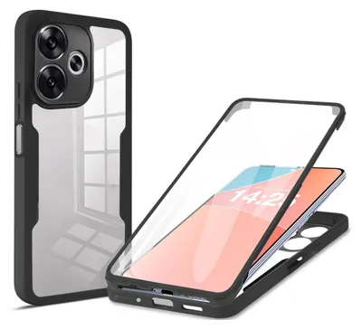 Produktbild von 360 Grad Handyhülle für Xiaomi Redmi 13 Full Cover Rundum Schutz Farbe: Schwarz