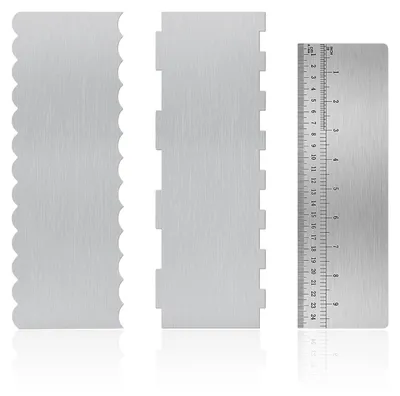 3-teiliges Backwerkzeug-Set aus Edelstahl, 2-in-1, mit 25 cm Skala