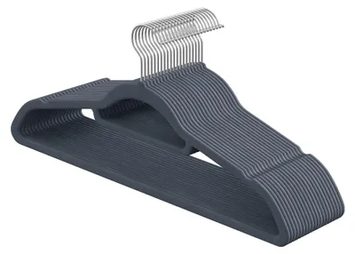 Obrázok produktu pre Sada 20 ks zamatových vešiakov na oblečenie, protišmykových, svetlosivé, rozmer 45x0,6x23,5 cm