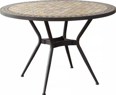 Immagine prodotto di Milani Home - tavolo da giardino rotondo, Brais, piano mosaico, diametro 110 cm, antracite