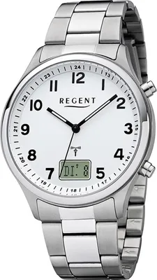 Image de Regent métal hommes montre FR-275 montre-bracelet analogique-numérique argent montre radio D2URBA444