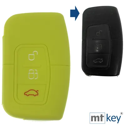 Produktbild von Auto Schlüssel Hülle Silikon Schutz Cover Apfelgrün kompatibel mit Ford C-Max Focus Kuga Mondeo 3 Tasten KEYLESS SMARTKEY