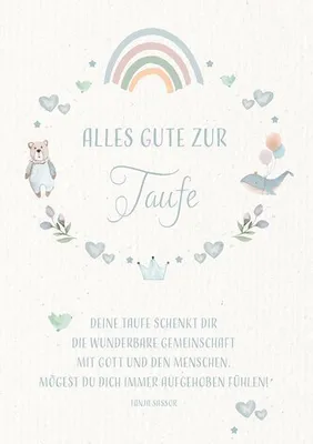 Produktbild von Geldgeschenkkarte zur Taufe aus Naturpapier mit Text und farbigem Kuvert