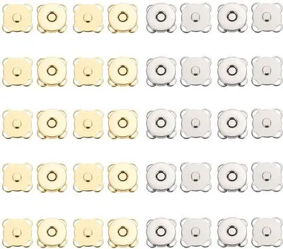 Zdjęcie produktu dla Zatrzaski magnetyczne 14 mm, 20 sztuk, złote i srebrne