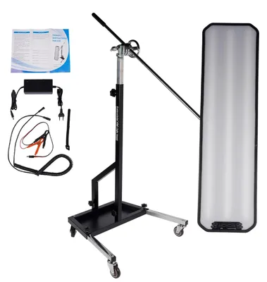 Produktbild von PDR Lampe - LED Reflektionsplatte 12V - Dellenreparatur Werkzeug - 95x26 cm - Verstellbare Halterung - Schwarz