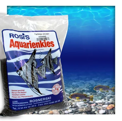 Produktbild von Farbkies Schwarz Aquarium Deko Kies Aquariengrund Aquariumkies Bodengrund Körnung 2-4 mm 5 kg ( 1x 5 kg Beutel )