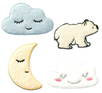 Produktbild von Plüsch Set 4 Stück - Aufnäher, Bügelbild, Aufbügler, Applikationen, Patches, Flicken, Zum Aufbügeln