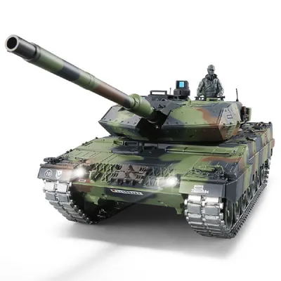 Zdjęcie produktu dla Czołg zdalnie sterowany "German Leopard 2A6" Heng Long 1:16 z R&S, stalową skrzynią biegów i metalowymi gąsienicami V7.0 - Upg-A