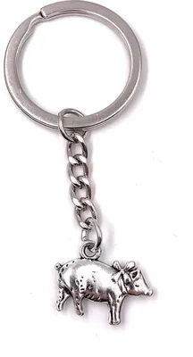 Image de Onwomania Porte-clés cochon noeud papillon Métal Pendentif Charm