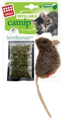 Image de Jouet pour chat GiGwiCatnip, souris avec 3 sachets de recharges