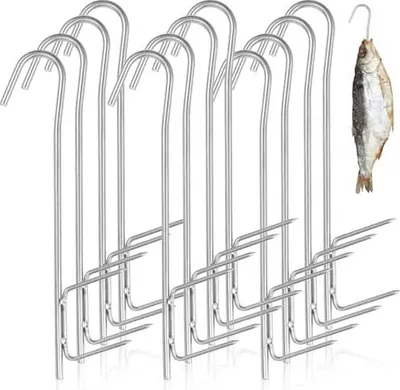 Produktbild von Räucherhaken 12 Stück Räucherhaken Edelstahl Räucherhaken H-Form 21cm Silver Profi zum Aufhängen von Geräuchertem Fisch, Fleisch, Wurst Etc