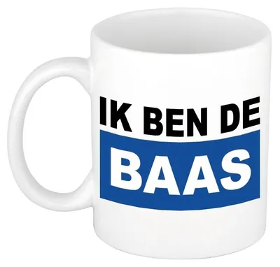 Produktbild von Ich bin der Chef Becher - blau/weis - Keramik - 300 ml - Kaffeebecher