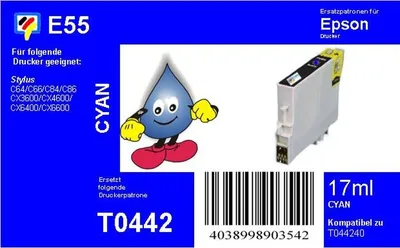 Produktbild von E55 - Dr. Inkjet Ersatzpatrone - cyan- mit 17ml Inhalt ersetzt T044240